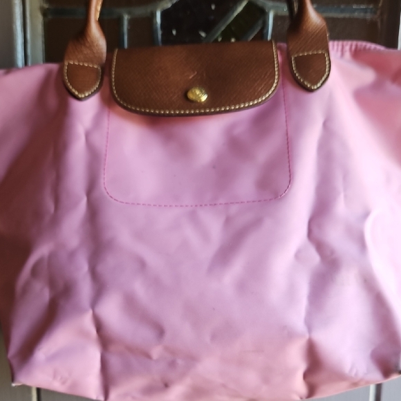 Longchamp Pink Tote with Brown Trim - Picture 4 of 11